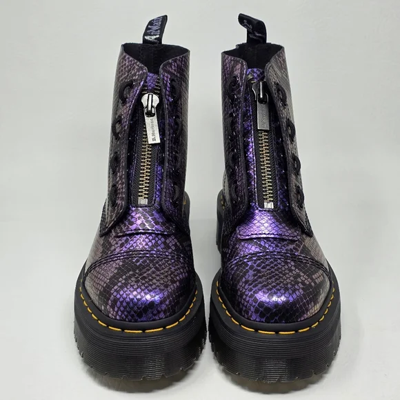 Dr. Martens Sinclair Boots Womens Size 8 Purple Snake Platform Zip Lace Up New - Picture 7 of 11